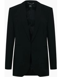 BOSS - Solid Patterned Lapel Collared Blazer - Lyst