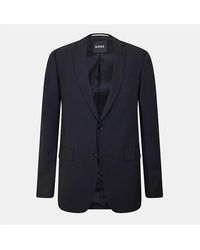 BOSS - Solid Patterned Single Button Notch Collared Blazer - Lyst