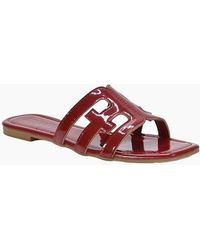 XY London - Ladies Ellie Metallic Cut Out Strap Square Flat Sandals - Lyst