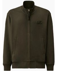 C.P. Company - Diagonal Fleece Zip Logo Sweatshirt - Lyst