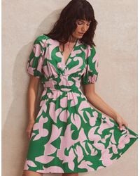 Ro&zo - And Abstract-Print Puff-Sleeve Mini Dress - Lyst