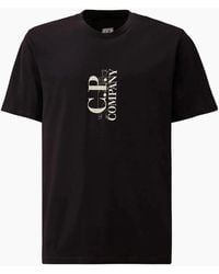 C.P. Company - Vertical Logo Print T-Shirt - Lyst