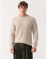 Belstaff - Westport Crew Neck Cable Knit Jumper - Lyst