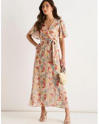 Gini London - Floral Jacquard Chiffon Midi Dress - Lyst