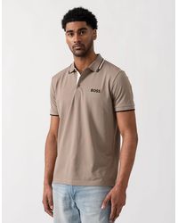 BOSS - Boss Paddy Pro Cotton Blend Polo Shirt With Contrast Logos - Lyst