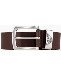 Emporio Armani - Eagle Logo Leather Belt - Lyst