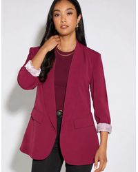 Gini London - Mulberry Contrast Sleeve Edge To Edge Blazer - Lyst