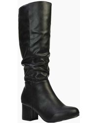XY London - Ladies Jackie Ruched Mid Block Heel Knee-High Boots - Lyst
