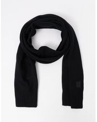 BOSS - Boss Akaio R Plain-Knit Scarf With Woven Logo Badge - Lyst