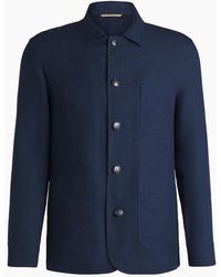 BOSS - Solid Patterned Shirt Collared Workwear Jacket With Chest Pocket - Lyst