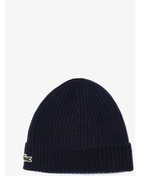 Lacoste - Knit Ribbed Beanie Cap - Lyst
