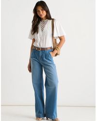 Gini London - Pleat Wide Leg Jean - Lyst