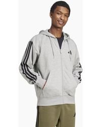 adidas - Fleece 3 Stripes Full Zip Hoodie - Lyst