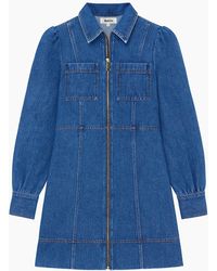 Ro&zo - Petite Denim Zip Front Mini Dress - Lyst