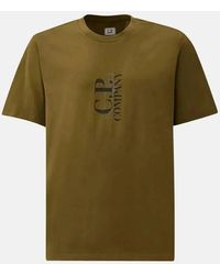 C.P. Company - 30/1 Jersey Vertical Logo T-Shirt Capers - Lyst
