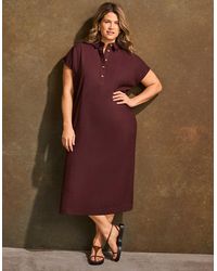 Live Unlimited London - Chocolate Linen Blend Button Front Midaxi Shirt Dress - Lyst