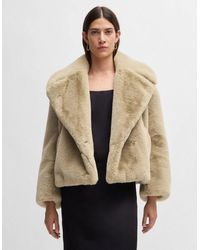 BOSS - Curmeta Teddy Fabric Cropped Coat - Lyst