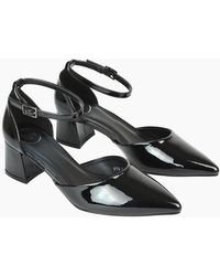 XY London - Ladies Evie Ankle Strap Low Block Heel Court Shoes - Lyst