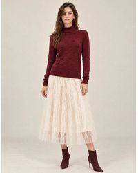 James Lakeland - Burgundy Floral Roll Neck Jumper - Lyst