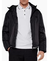 ARMANI EXCHANGE - Nylon Zip Up Hooded Puffer Jacket - Lyst