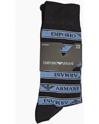 Emporio Armani - 3 Pack Sock Set 2 Plain Logo - Lyst