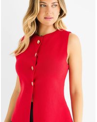 Gini London - Cherry Button Front Compact Knit Waistcoat - Lyst