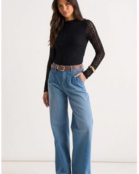 Gini London - Pleat Wide Leg Jean - Lyst
