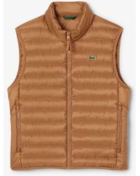 Lacoste - Solid Patterned Zipped Pocket Puffer Coat - Lyst