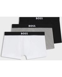 BOSS - Boss 3-Pack Stretch-Cotton Trunks With Logo Waistbands - Lyst