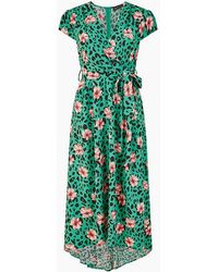 Mela London - Animal Print V-Neck Midi Wrap Dress - Lyst