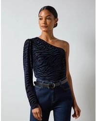 Ro&zo - Zebra Burnout One Shoulder Top - Lyst