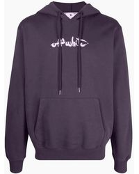 Off-White c/o Virgil Abloh - Off Script Logo Slim Fit Aubergine Hoodie - Lyst