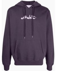 Off-White c/o Virgil Abloh - Off Script Logo Slim Fit Aubergine Hoodie - Lyst