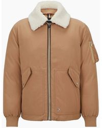 BOSS - Calliano Solid Patterned Shawl Collared Ribbed Cuff Aviator Jacket - Lyst