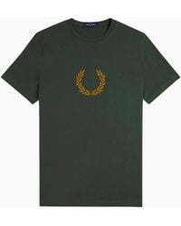 Fred Perry - T Shirt Textured Laurel Wreath Logo Crew Neck Short Sleeve Summer Tee - Lyst