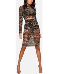 Brave Soul - Co-Ord Sets Stretch Ladies Mesh Crop Top Midi Skirt - Lyst