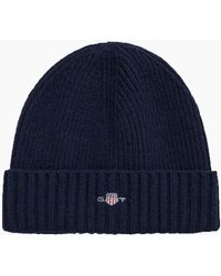 GANT - Shield Wool Beanie Marine - Lyst