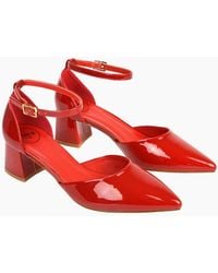 XY London - Ladies Evie Ankle Strap Low Block Heel Court Shoes - Lyst