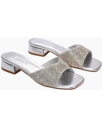 XY London - Ladies Erica Metallic Low Block Heel Mule Sandals - Lyst