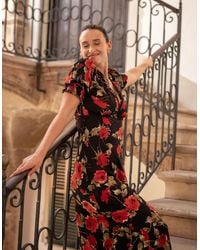 Gini London - Floral Lace Trim Detail Midi Dress - Lyst