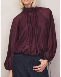 Ro&zo - Burgundy Tie Sleeve Top - Lyst