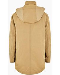 BOSS - Solid Patterned Hooded Snap Button Rain Jacket With Flap Pocket - Lyst