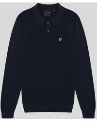 Lyle & Scott - Waffle Knitted Long Sleeve Polo Shirt - Lyst