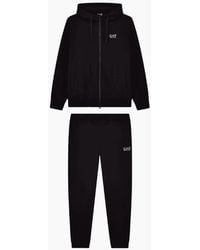EA7 - Core Id Zip Hooded Cotton Tracksuit - Lyst