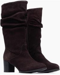 Hush Puppies - Cosima Suede Chocolate Heeled Knee High Boots - Lyst