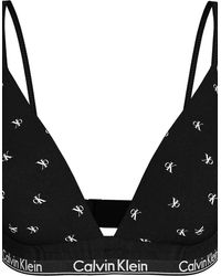 Calvin Klein - Diamond Logo Print Lightly Lined Triangle Bra - Lyst