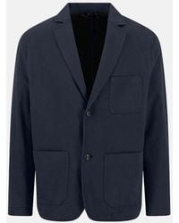 Fynch-Hatton - Cotton Linen Blend Twotone Structured Blazer Dark - Lyst