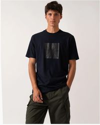 BOSS - Boss Tee Logo Rib T-Shirt With Fineline Logo Artwork - Lyst