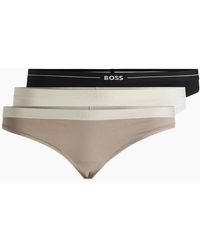 BOSS - 3-Pack Power Logo Waistband Thongs, /Ecru - Lyst
