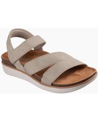 Skechers - Lifted Comfort Polyurethane Taupe Sandals - Lyst